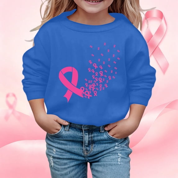 Boys Sweatshirts Kids Cancer Awareness Pullover Hoodless Long Sleeve Blue 5-6 Years