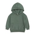 thumbnail image 1 of Boys Sweatshirts Kids Fall Basic Solid Long Sleeve Hooded Pullover Tops With Pocket Girls Hoodies Green 8 Years-9 Years, 1 of 3