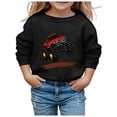 thumbnail image 1 of Boys Sweatshirts Kids Fashion Print Crew Neck Sweatshirt Long Sleeve Casual Hoodless Top Black 5-6 Years, 1 of 3