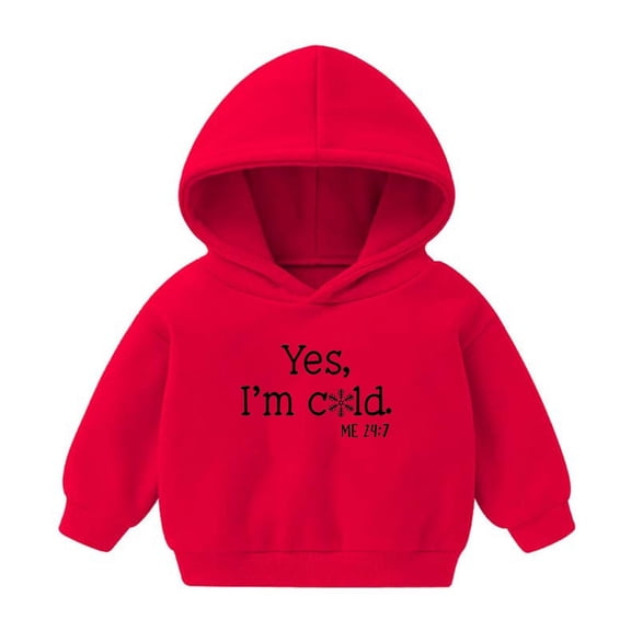 Boys Sweatshirts Kids Toddler Fall Hoodie Long Sleeve Lightweight Casual Hooded Sweatshirt with Fun Letter Printed Toddler Sweatshirt Red 12 Months-18 Months