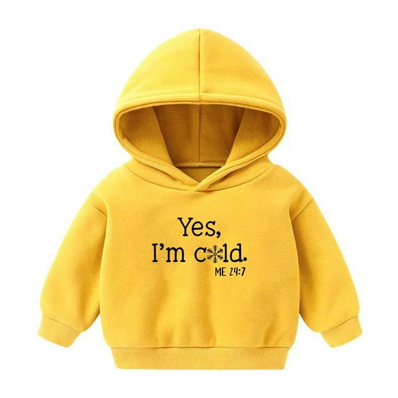 Boys Sweatshirts Kids Toddler Fall Hoodie Long Sleeve Lightweight Casual Hooded Sweatshirt with Fun Letter Printed Toddler Sweatshirt Yellow 4 Years-5 Years