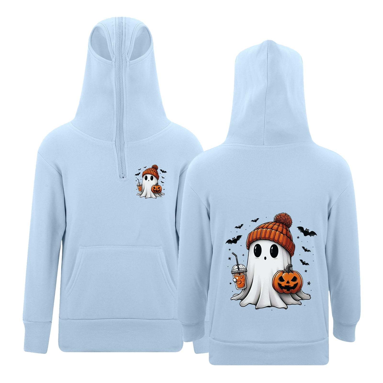 Boys Sweatshirts Kids Toddler Half Zip Hoodies Halloween Spooky Pumpkin ...