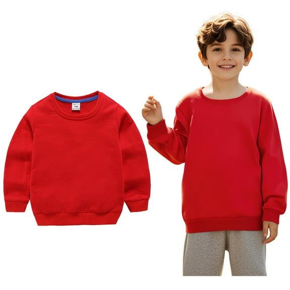 Boys Sweatshirts Long Sleeve Girls Red Sweatshirt Crewneck Loose Fit Pullover Tops Winter Clothes Cute Sweatshirts for Girls 7-8 Years Boys Girls Fashion