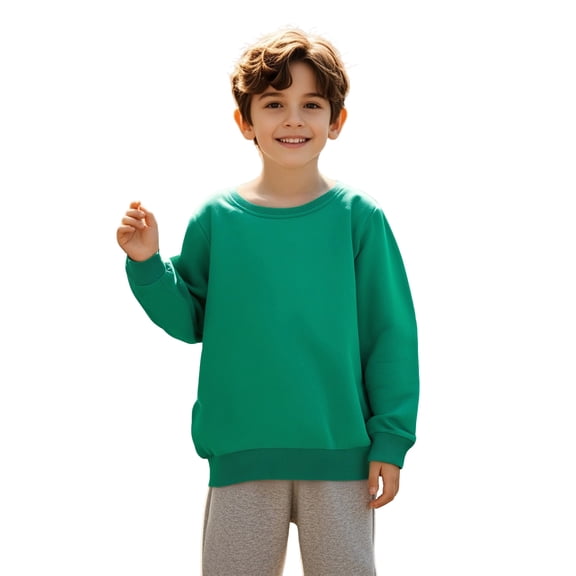 Boys Sweatshirts Long Sleeve Green Sweatshirt Kids Crewneck Pullover Tops Fall Winter Clothes Clothes for Kids 5-6 Years Boys Girls Fashion