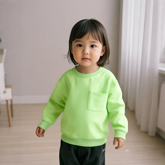 Boys Sweatshirts Long Sleeve Green Sweatshirts Crewneck Pullover Casual Sport Sweatshirts Fall Clothes Girl Clothes 5-6 Years