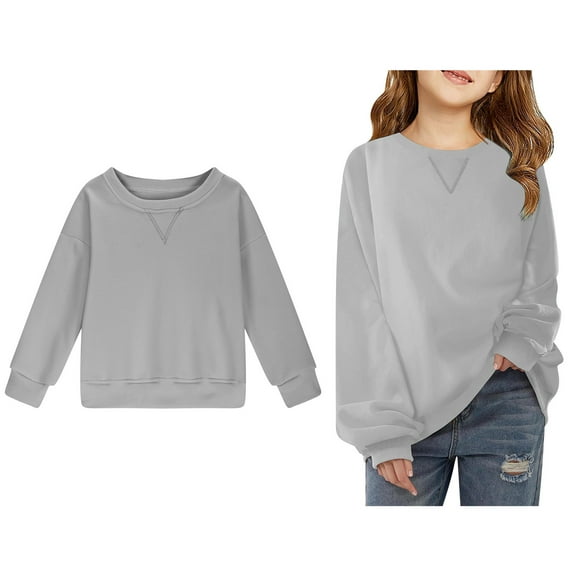 Boys Sweatshirts Long Sleeve Grey Sweatshirts Crewneck Pullover Tops Winter Clothes Girl Clothes 13-14 Years Boys Girls Fashion
