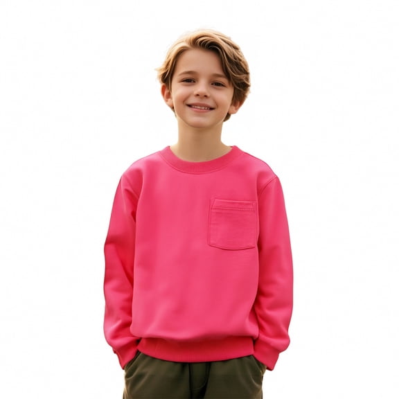 Boys Sweatshirts Long Sleeve Hot Pink Sweatshirt Girls Oversized Crewneck Sweatshirts Fall Clothes Girls Sweatshirts Size 5-6 Years Boys Girls Fashion
