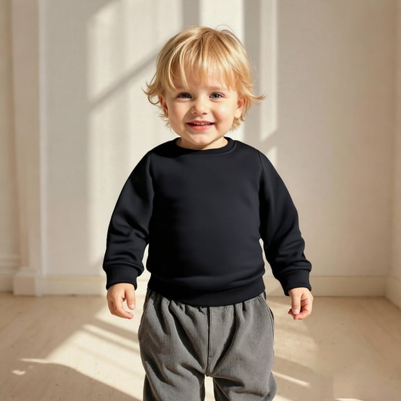 Boys Sweatshirts Long Sleeve Kids Black Sweatshirt Crewneck Pullover Tops Fall Winter Clothes Size 2T Girls Clothes