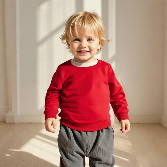 Boys Sweatshirts Long Sleeve Red Sweatshirt Girls Pullover Crewneck Blouse Shirt Tops Warm Fall Winter Clothes 7-8 Years Toddler Girl Clothes