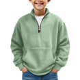 thumbnail image 1 of Boys Sweatshirts Quarter Zip Polo Collar Waffle Knit Long Sleeve Pullover Kids Fall Winter Clothes 3‑14 Years, 1 of 4