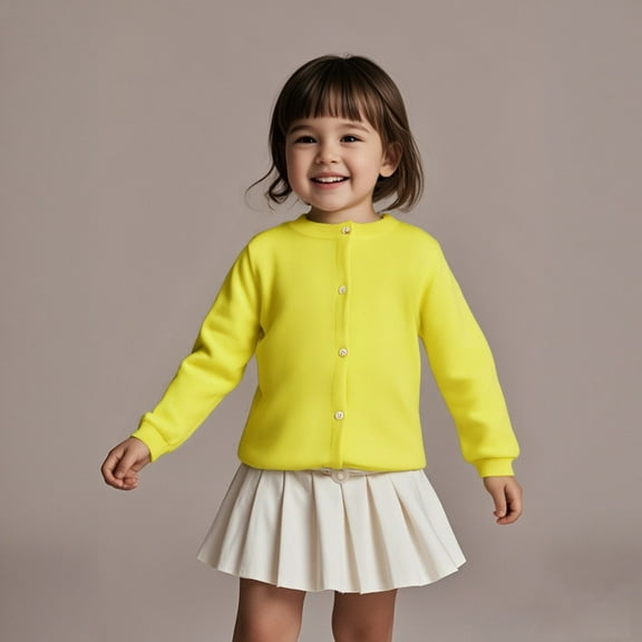 Boys Sweatsuit Long Sleeve Girls Yellow Sweatshirt Crew Neck Cute Cardigans Relaxed Fit Tops Fall Clothes Toddler 7Y Girls Clothes