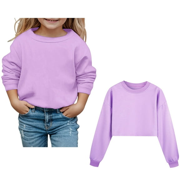 Boys Sweatsuit Long Sleeve Kids Purple Sweatshirt Crewneck Pullover Tops Winter Clothes 9-10 Years Girl Clothes Boys Girls Fashion