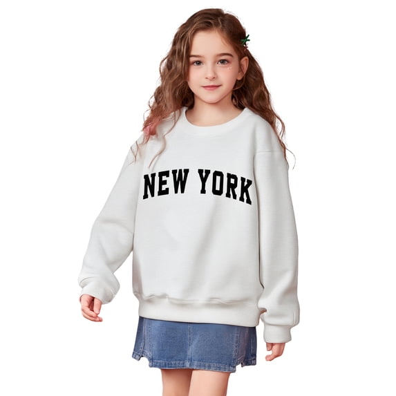 Boys Sweatsuit Long Sleeve White Sweatshirts Pullover Crewneck Blouse Shirt Tops Fall Winter Clothes Preppy Clothes for Girls 8-9 Years Boys Girls Fashion