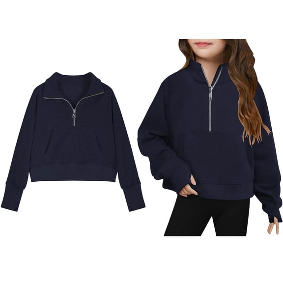Boys Sweatsuit Long Sleeve Zipper Navy Sweatshirts Crew Neck Cute Pullover Relaxed Fit Tops Fall Clothes r Girls Clothes130 Boys Girls Fashion