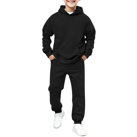 Boys Sweatsuit Set - 2 Piece Soft Fleece Hoodie Sweatshirt & Cargo Sweatpants