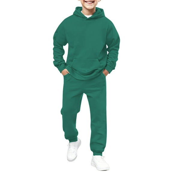 Boys Sweatsuit Set - 2 Piece Soft Fleece Hoodie Sweatshirt & Cargo Sweatpants