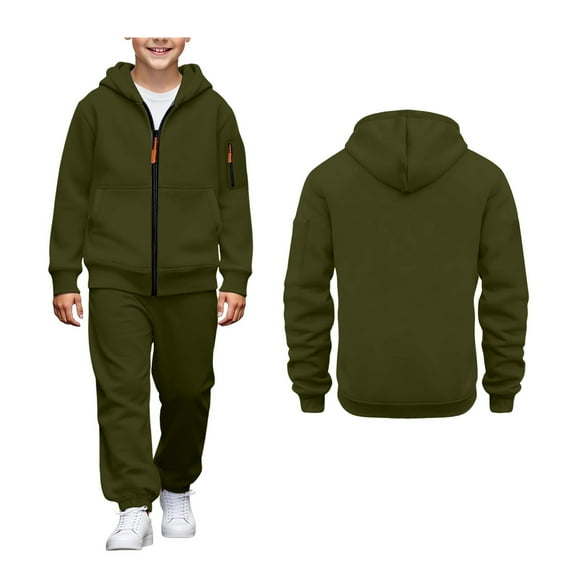 Boys Sweatsuit Set 2PC Long Sleeve Zip Up Hooded Sweatshirt and Jogger Pants Winter Clothes Kids Clothes Boys Size 8-9 Years