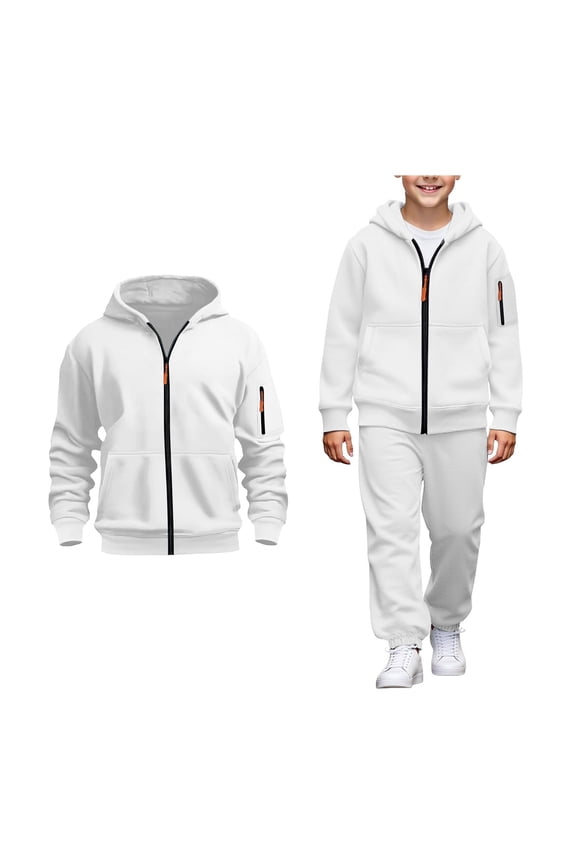 Boys Sweatsuit Set 2PC Long Sleeve Zip Up Hooded Sweatshirt and Sweatpants Fall Clothes Tween Boys Trendy Clothes 12-13 Years