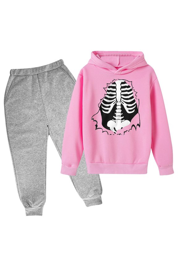 Boys' Sweatsuit Set Athletic Skeleton Fleece Hoodie Sweatshirt and Active Jogger Sweatpants Clothes For 2 Year Old Boys