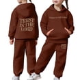 thumbnail image 1 of Boys Sweatsuit Set Sweatsuits for Boys Sweatshirt and Sweatpant Soccer Outfit Loose Fit Hoodie Sets 2 Pieces Boys Tracksuit Back To School,3-4 Years,Coffee, 1 of 7