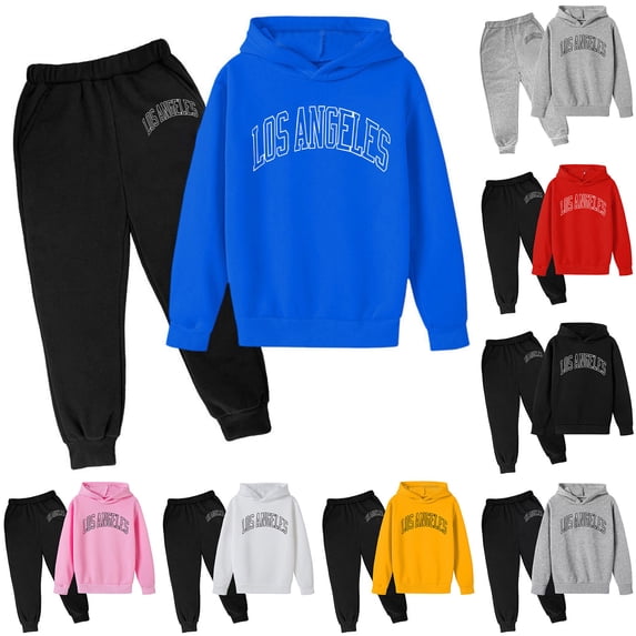 Boys Sweatsuit Set Sweatsuits for Boys Sweatpants Hoodie Set Jogger Set Solid Color Hoodie Sets 2 Pieces Boys Tracksuit Size 7 School Uniform