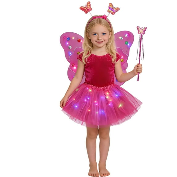 Boys Sweatsuit Size 6 Glowing Fairy for With Light Up Wand and Floral Four Piece Dress Up Play