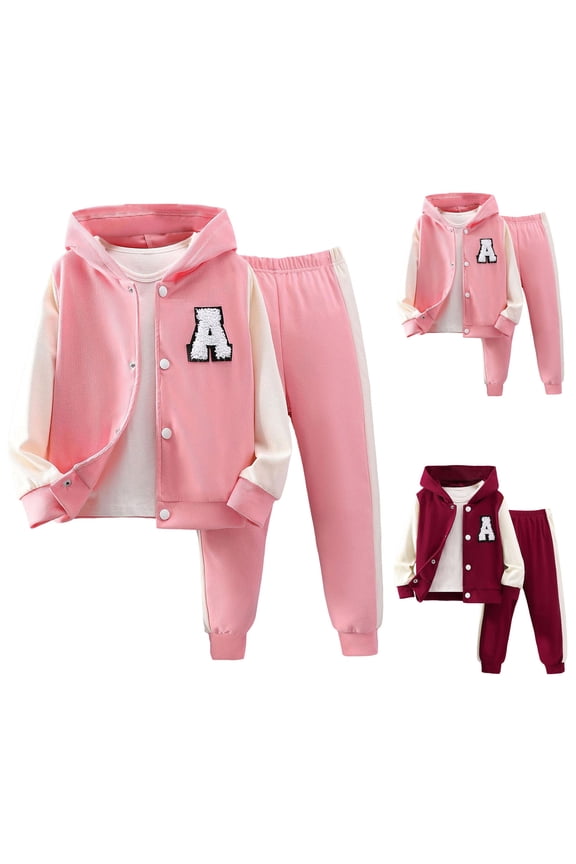 Boys Sweatsuits Size 6 Fall Toddler Boy Clothes 9M 12M 18M 2Y 3Y Boys Color Block Bomber Jacket and Jogger Pants Button Up Sweatsuits Sets