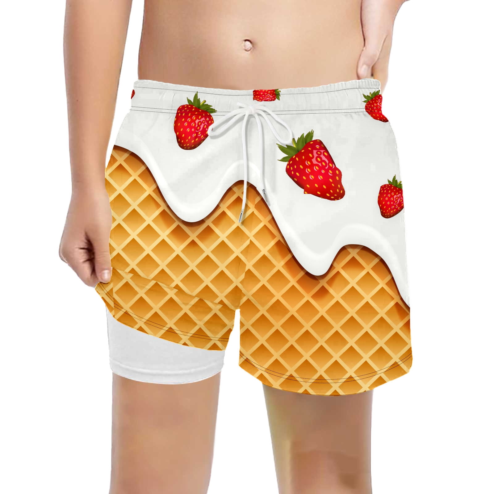 Boys Swim Bathing Trunks Ice Cream Boys Swim Trunks with Compression ...