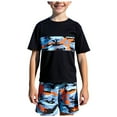thumbnail image 1 of Boys Swim Set 2 Piece Short Sleeve Rash Guard Shirt with Swim Trunks Swimsuit High Waist, 1 of 6