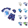 thumbnail image 1 of Boys Swim Set Cartoon Rash Guard Swim Shirt Stripe Swim Trunks and Swim Cap Breathable Kids Swimsuits Summer Beachwear, 1 of 10