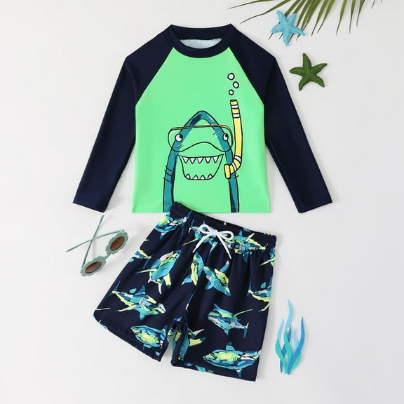 Boys Swim Shirt Long Sleeve Quick Dry Swimwear for Kids Toddler Boys Surfing Swimming Beach Outfits Sun Protection Swimsuit Toddler Swimsuit Green 5 Years-6 Years