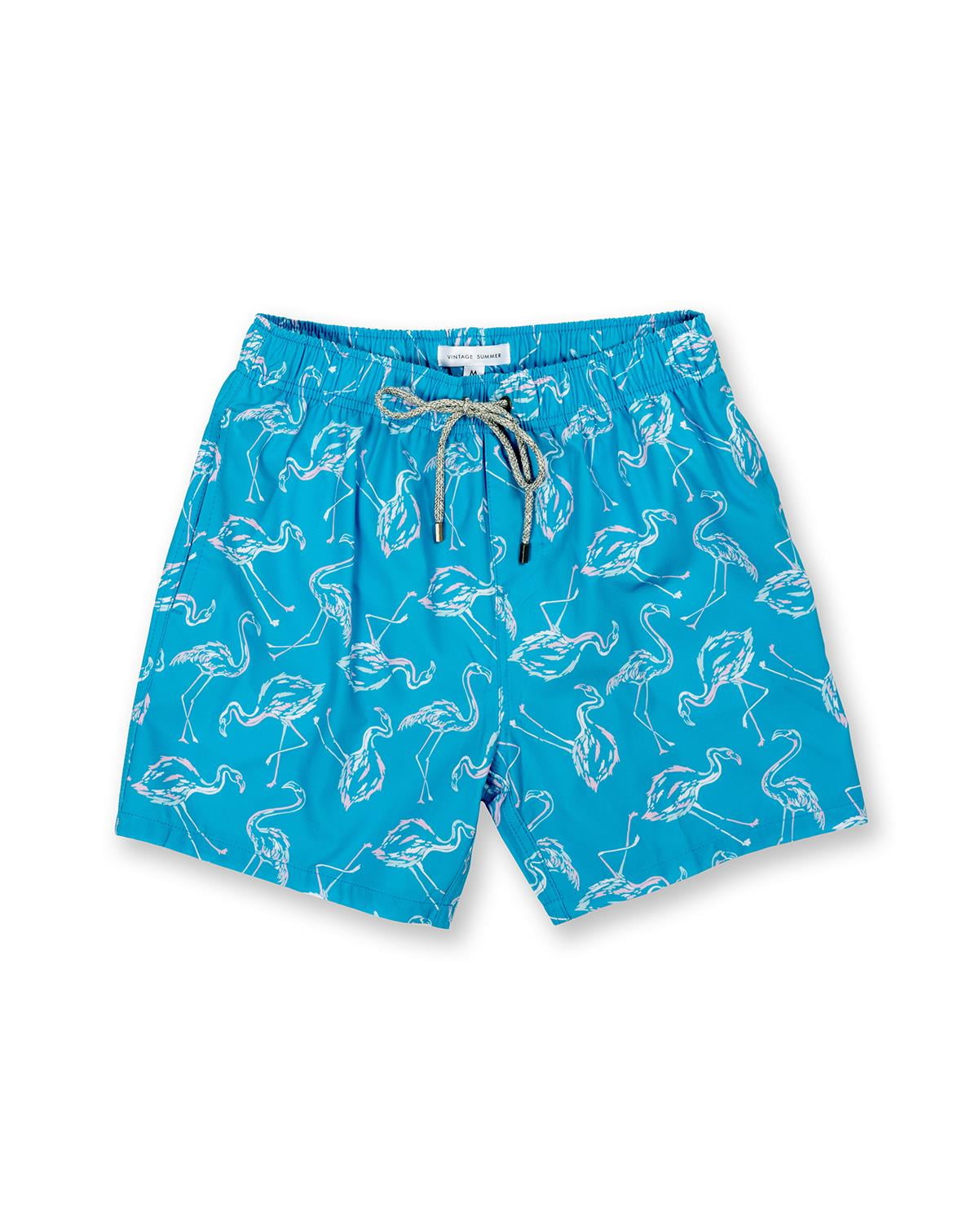 Boys Swim Shorts Dry Fast 4 Ways Stretch Swimming Trunks with Fun Designs, Flamingo Aqua, Size: 4, Endless Summer