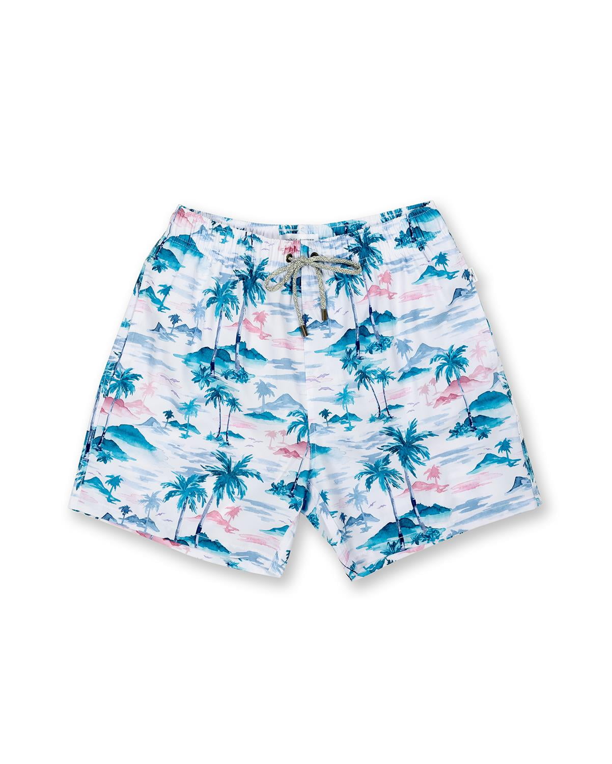 Boys Swim Shorts Dry Fast 4 Ways Stretch Swimming Trunks with Fun Designs, Paradise White, Size: 4, Endless Summer