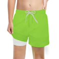 thumbnail image 1 of Boys Fashion Solid Swim Trunks Stretch Swim Shorts With Compression Liner Comfortable Activewear For Kids, 1 of 3