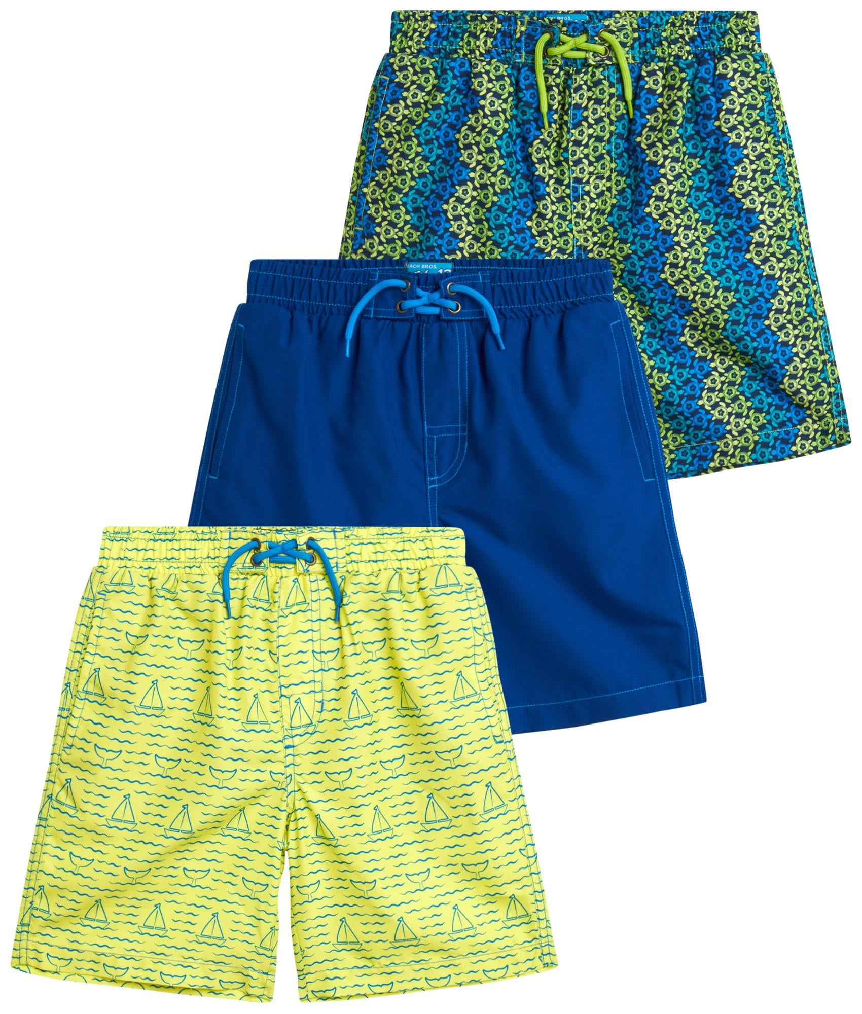 Boys Swim Trunks 3 Pack UPF 50 Quick Dry Board Shorts Bathing Suit Swimwear for Boys Size 8 14