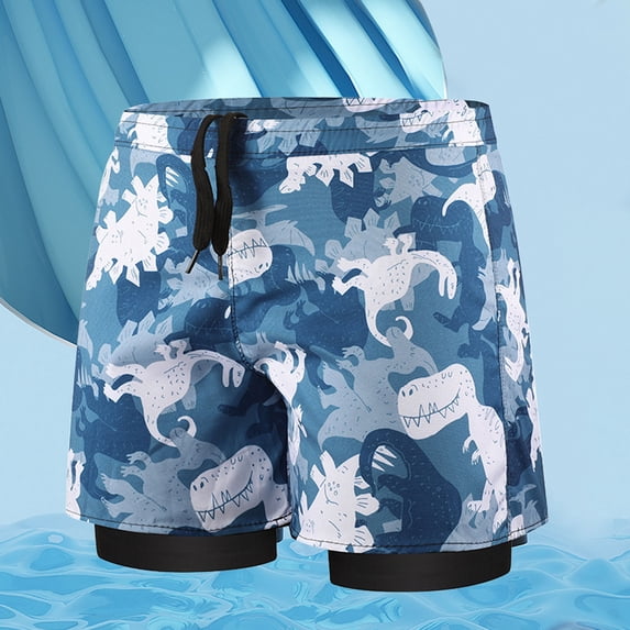 Boys Swim Trunks 5 inch Board Shorts Quick Dry Bathing Suits with Mesh Lining Beach Swim Shorts with Pockets Blue 10-12Years
