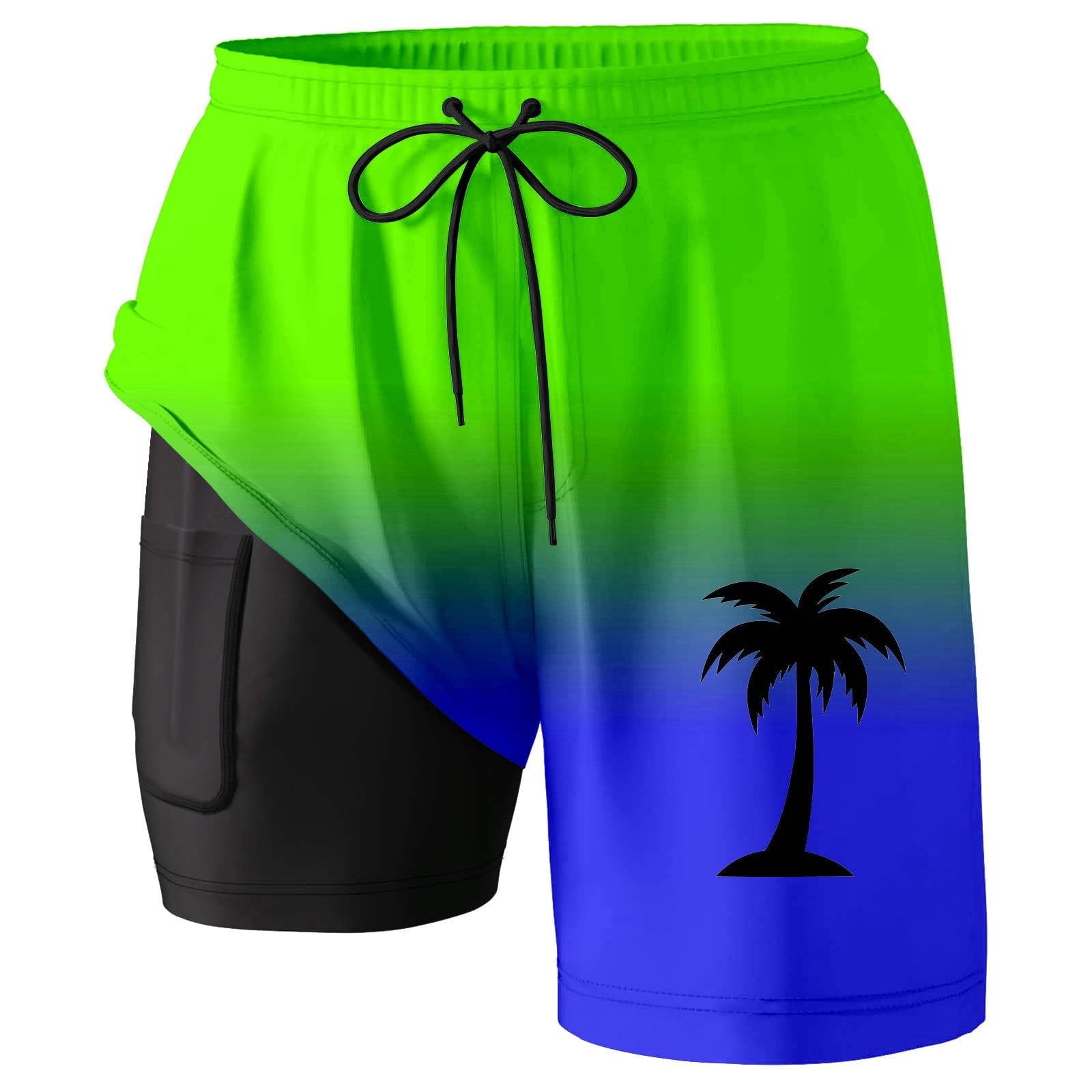 Boys Swim Trunks Animal Print Short Sleeved T Shirt Capybara Mental State Beach Vacation Clothes for Men,Green,5XL
