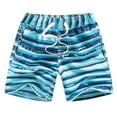 thumbnail image 1 of Boys Swim Trunks Cartoon Shark Dinosaur Elastic Waist Drawstring Sun Protection Bathing Suit Sky Blue, 1 of 4