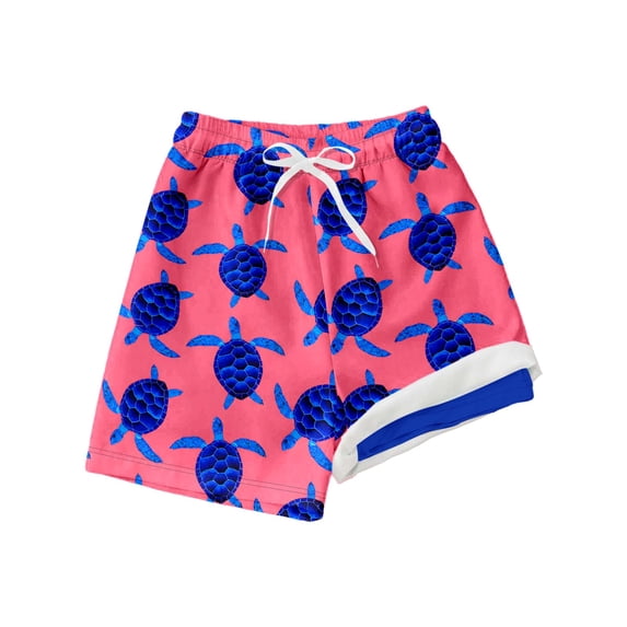 Boys Swim Trunks with Compression Liner Boys Swim Shorts 7 Boy Tropical Print Bathing Suit Beach Swimsuit Tween Kids Swim Shorts(Size 11-12 Years,fg3-Multicolor)