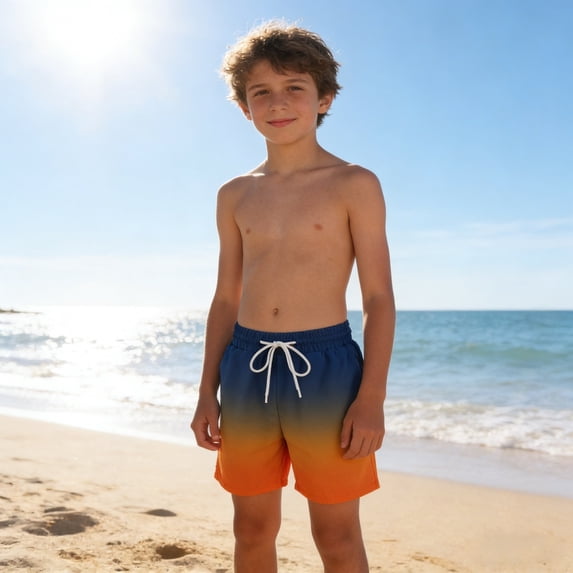 Boys Swim Trunks Elastic Waistband Quick Dry Athletic Swim Shorts with ...