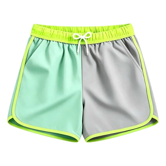 Boys Swim Trunks High Visibility Quick Dry Bathing Suit Vintage Swimming Shorts (Green 9-10 Years)
