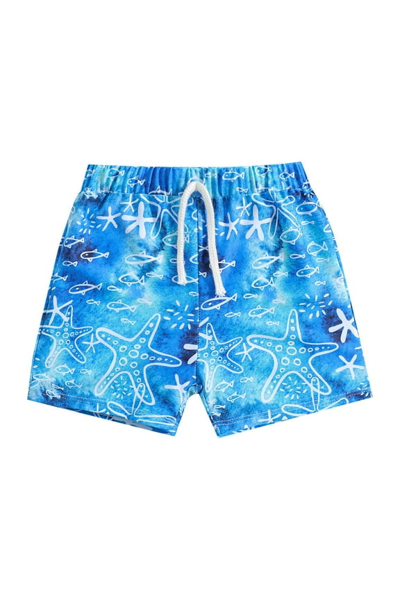 Boys Swim Trunks Kids Baby Boys Shark Starfish Print Quick Dry Swimming Trunks Beach Swimwear Board Short Toddler Swimsuit Boy Blue 6 Months-12 Months