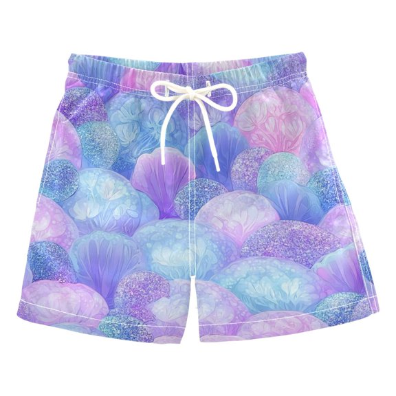 Boys' Swim Trunks Kids Beach Shorts Quick Dry Board Shorts Pale Purple Bubble Pattern Medium