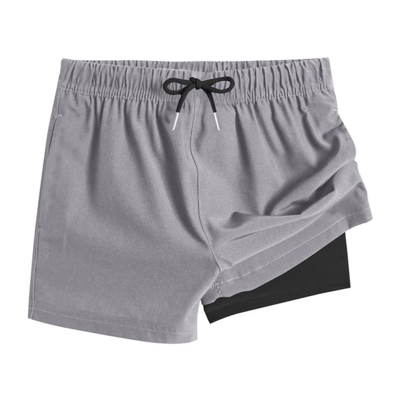 Boys Swim Trunks Lightweight Breathable Elastic Waisted Short with Compression Liner Beach Shorts Size 4-15