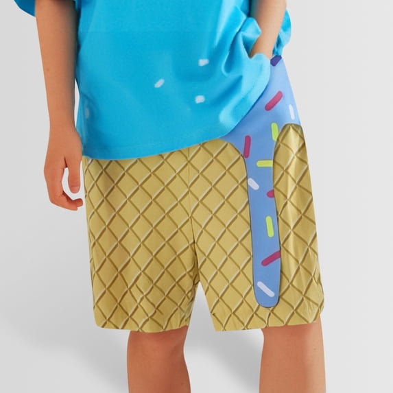 Boys Swim Trunks Quick-Dry Beach Pool Shorts with Adjustable Waistband Summer Prints for Kids Outdoor ActivewearWhite5-6 Years