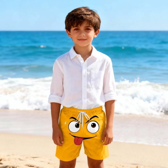 Boys Swim Trunks Quick Dry Board Shorts with Drawstring Mesh Lining Funny Graphic Bathing Suit Waterproof Summer Beach Vacation Swimwear Surf Watersports