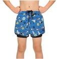 thumbnail image 1 of Boys Swim Trunks Quick Dry White Space Theme with Inner Liner Adjustable Drawstring for Beach Pool,Size L, 1 of 6