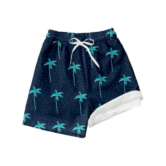Boys Swim Trunks Quick Drying Swimming Short Graphic Print Drawstring Baby Boy Swimsuit Boys Swim Shorts Navy,5T