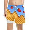 thumbnail image 1 of Boys Swim Trunks With Rash Guard Ice Cream Boys Swim Trunks with Compression Liner Baby Kids Swimwear Summer Light UPF Toddler Beach Board Shorts 2T-XL, 1 of 4