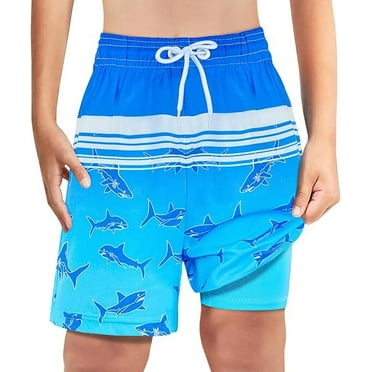 Boys Swim Trunks Bathing Suit Youth Teen Boys Swimming Trunks with Compression Liner Kids Swimsuit Board Shorts 7-16